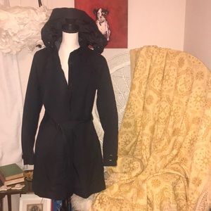 REI La Selva Trench Coat with Hood And Waistbelt - large L